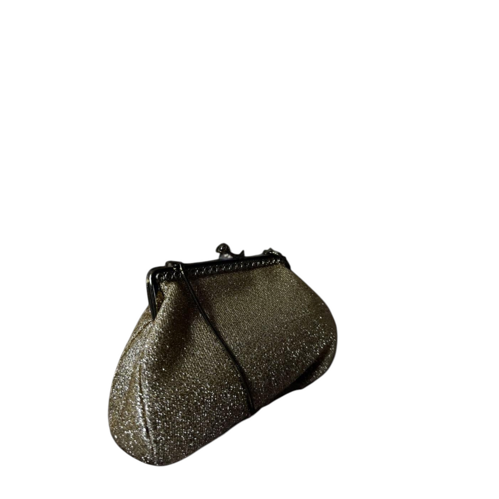 Pochette Vintage Glitter Oro e Argento con Chiusura a Scatto