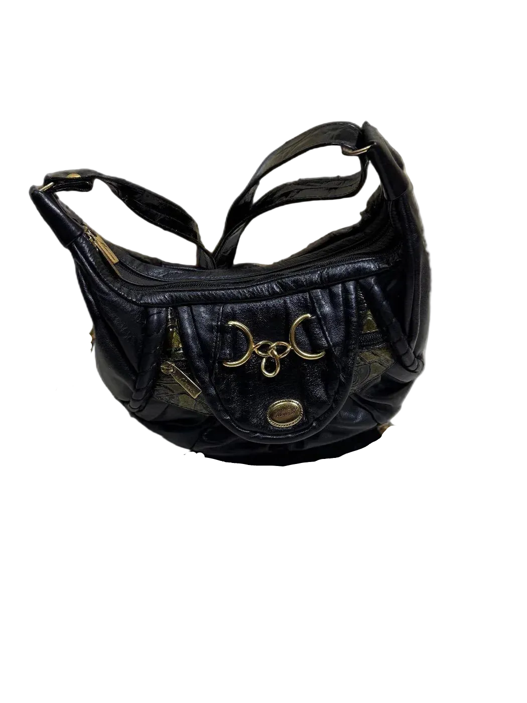 Borsa a spalla vintage Marzia – Nero e Oro – Dettaglio Morsetto