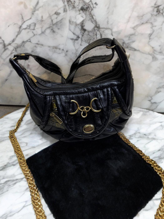 Borsa a spalla vintage Marzia – Nero e Oro – Dettaglio Morsetto