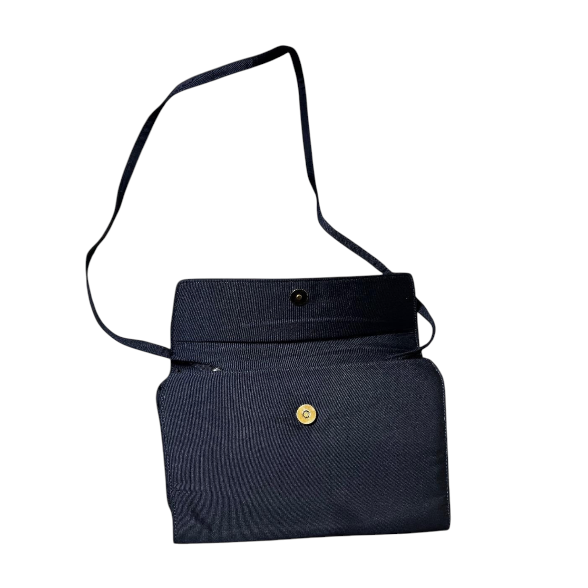 Borsa Vintage Sassetti Made in Italy - Clutch a Spalla in Gros-Grain Blu Notte con Interno Paisley