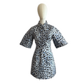 GANNI – Abito Mini in Crispy Jacquard Animalier (Azzurro/Nero) – Taglia 34