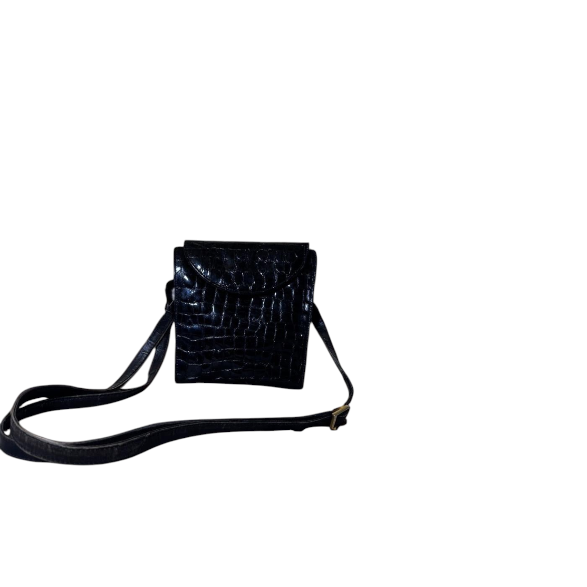 Borsa Picard Vintage in Pelle Stampa Coccodrillo – Tracolla Elegante Nera