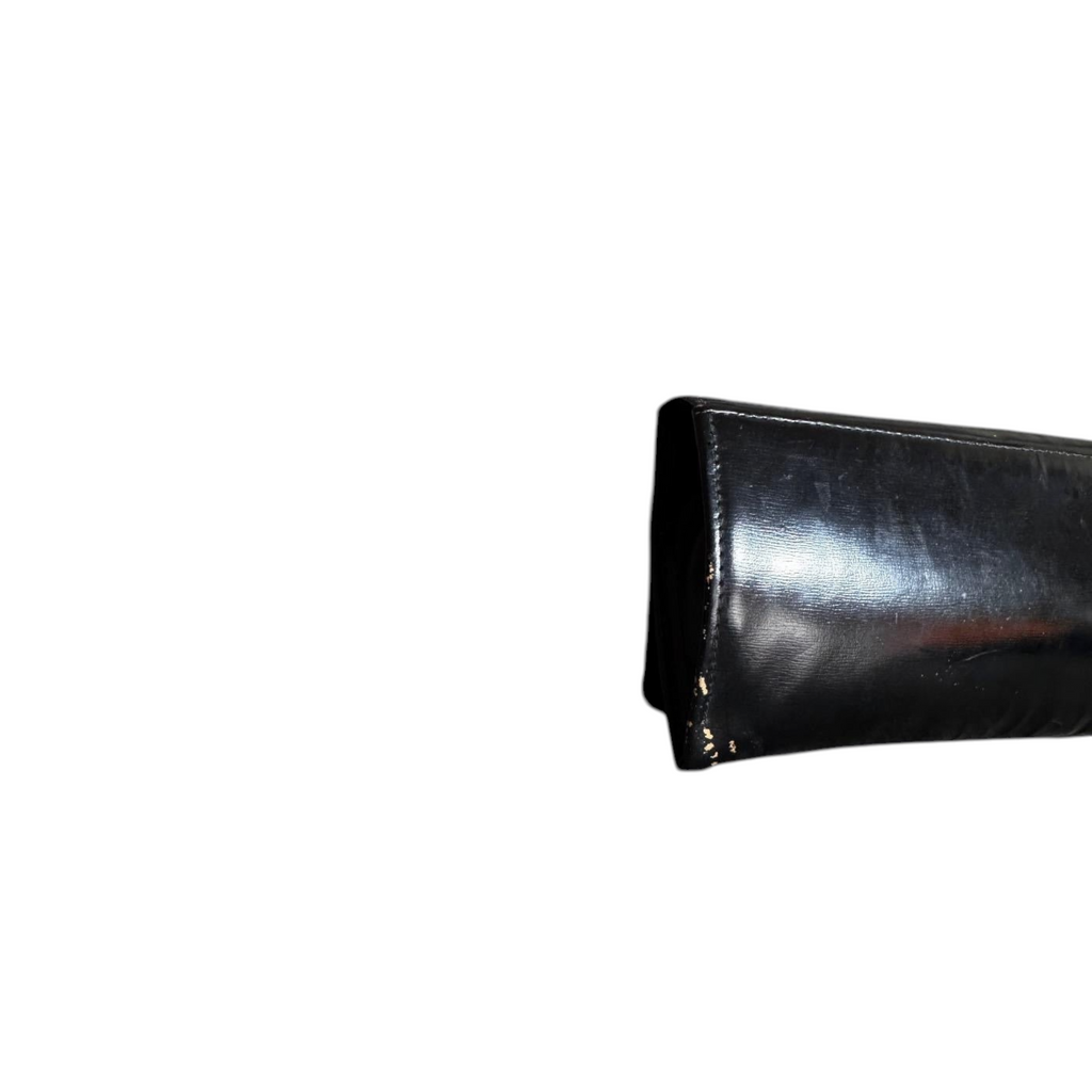 Elegante Pochette Vintage in Pelle Nera – Modello a Busta con Chiusura Gioiello