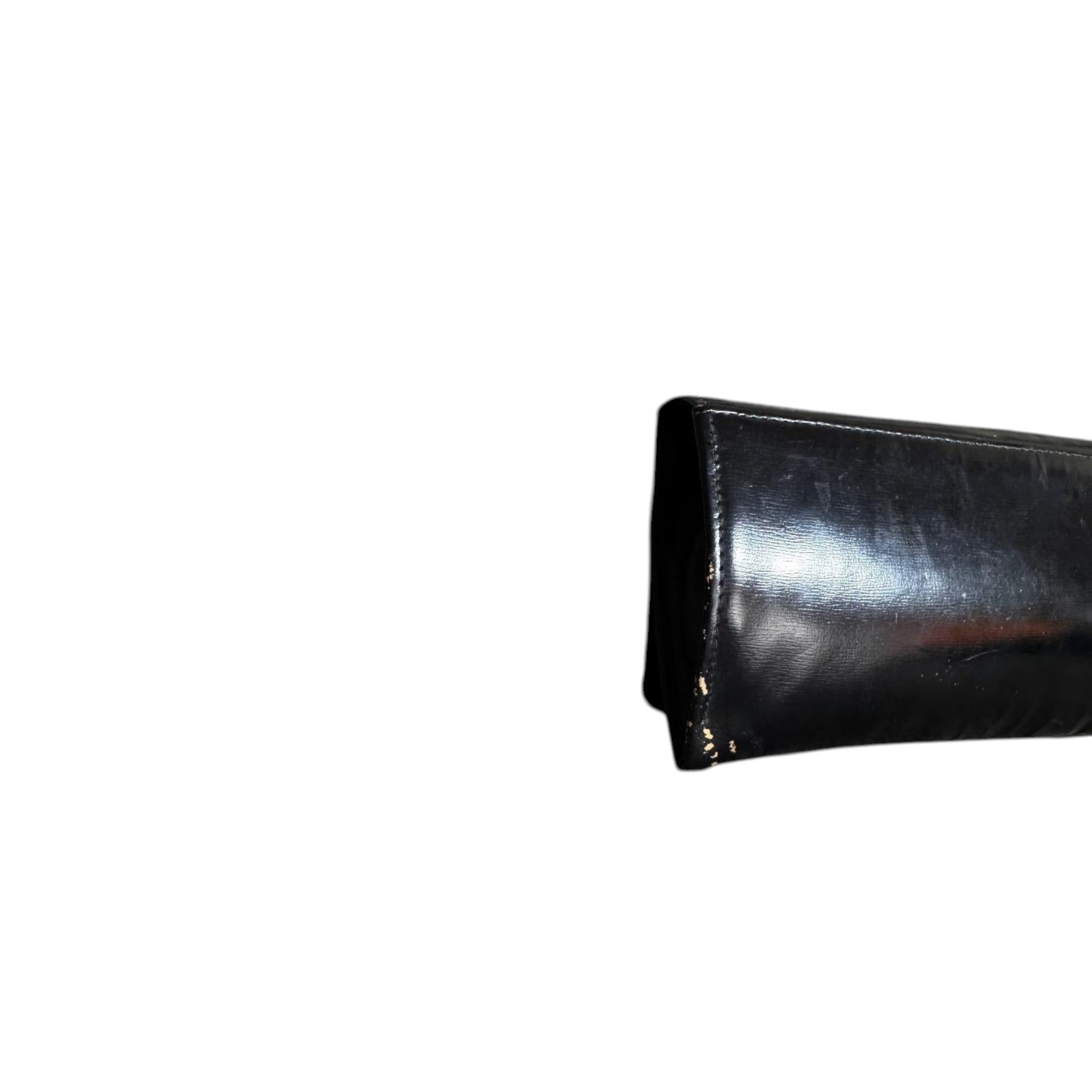Elegante Pochette Vintage in Pelle Nera – Modello a Busta con Chiusura Gioiello