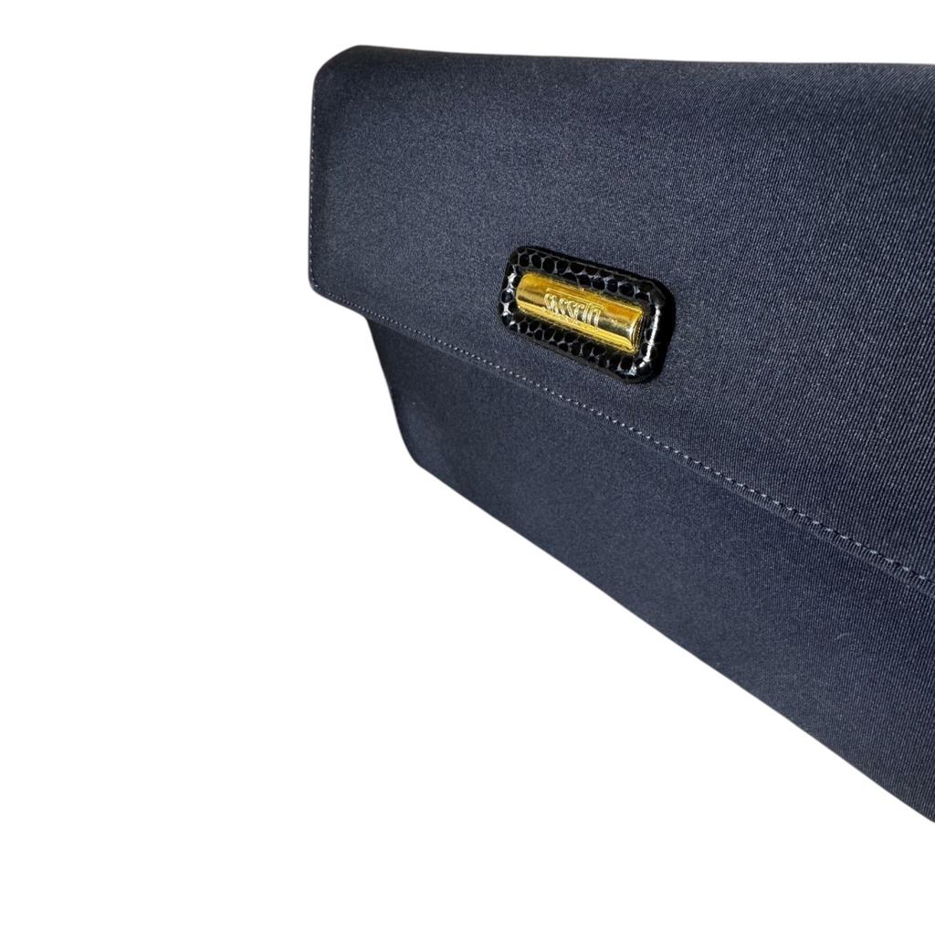 Borsa Vintage Sassetti Made in Italy - Clutch a Spalla in Gros-Grain Blu Notte con Interno Paisley