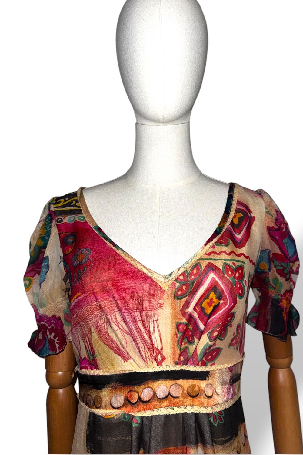 Archival John Galliano Patchwork Silk Dress - Early 2000s