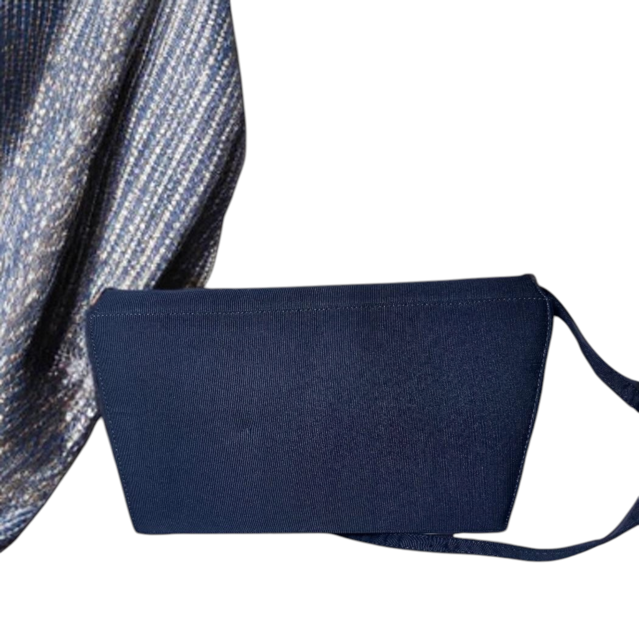 Borsa Vintage Sassetti Made in Italy - Clutch a Spalla in Gros-Grain Blu Notte con Interno Paisley