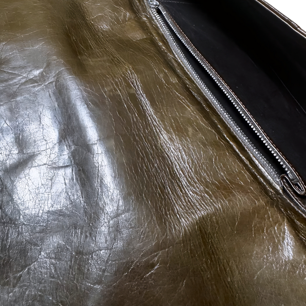 Pochette Vintage Maxi in Pelle Lucida Marrone Cioccolato – Design Anni '70/'80
