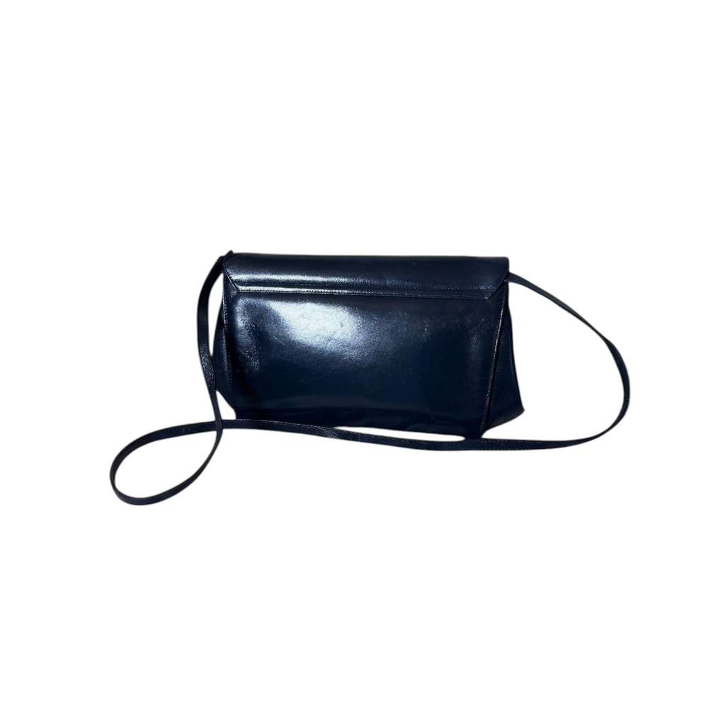 Borsa Vintage Ellebi Albano in Vera Pelle e Camoscio Blu Notte – Design Geometrico