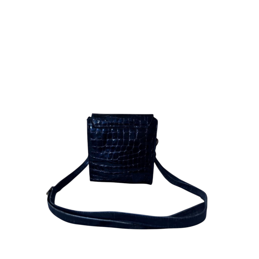 Borsa Picard Vintage in Pelle Stampa Coccodrillo – Tracolla Elegante Nera