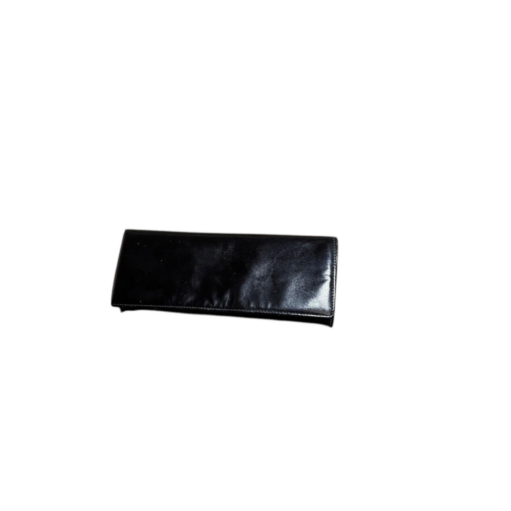 Elegante Pochette Vintage in Pelle Nera – Modello a Busta con Chiusura Gioiello