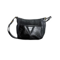 Borsa a spalla Vintage in Vera Pelle e Camoscio Nero - Texture Mix & Dettaglio Geometrico