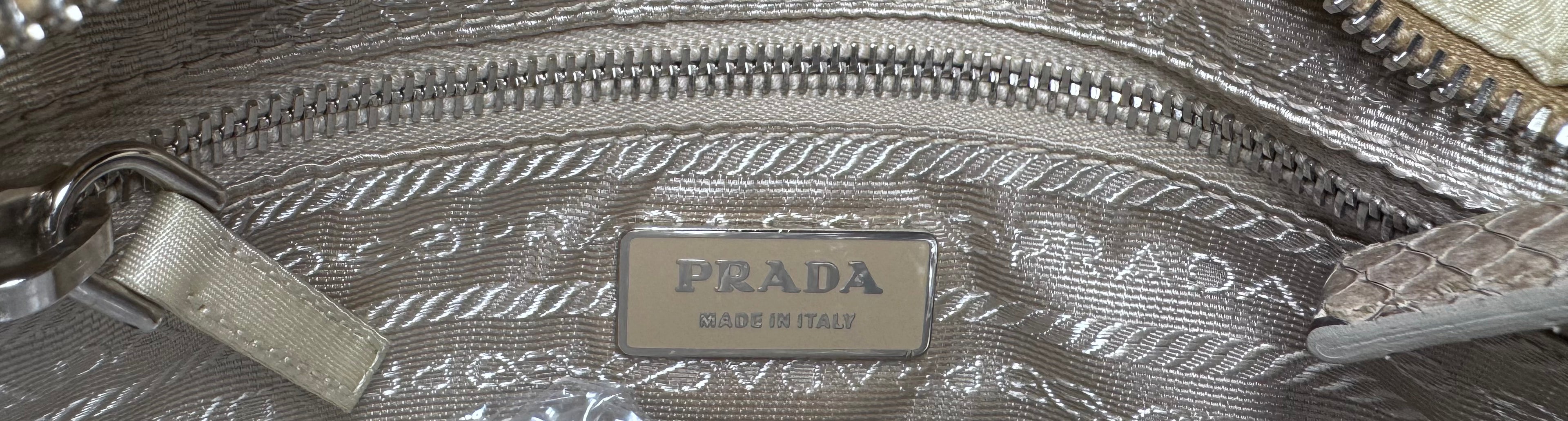 Prada Messenger Bag in Nylon e Pelle di Pitone - Vintage Rare