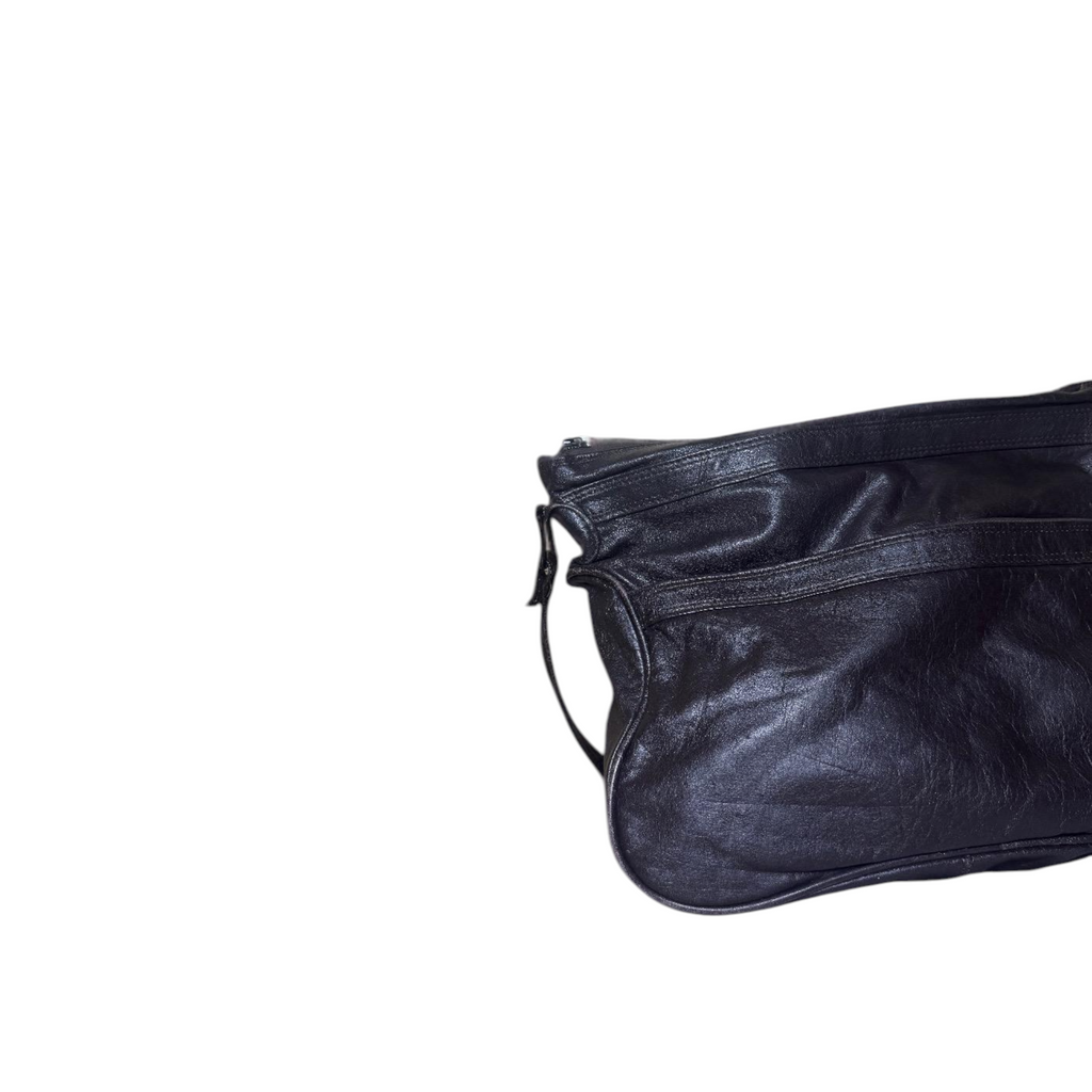 Borsa a spalla vintage in vera pelle marrone - Stile artigianale