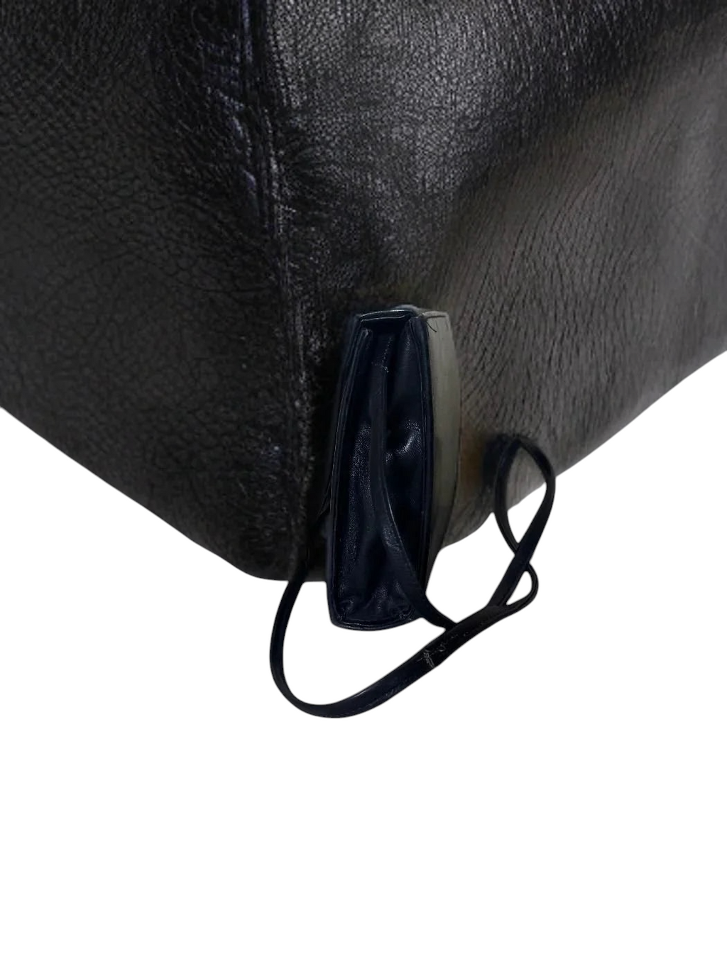 Borsa a mano vintage in pelle nera - Design strutturato e minimale