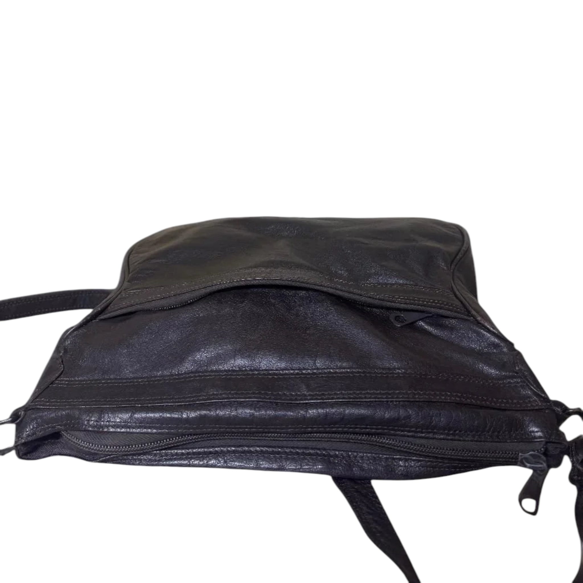 Borsa a spalla vintage in vera pelle marrone - Stile artigianale