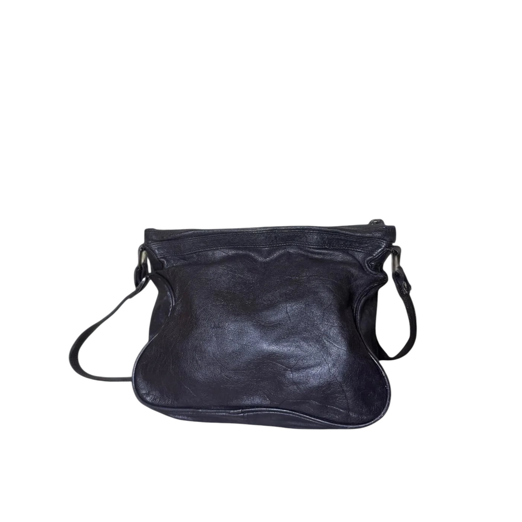 Borsa a spalla vintage in vera pelle marrone - Stile artigianale