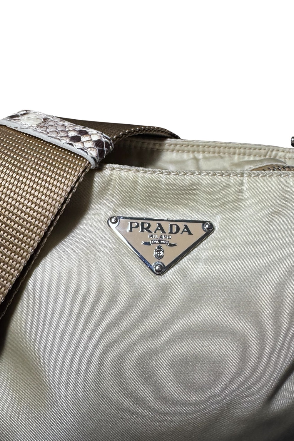 Prada Messenger Bag in Nylon e Pelle di Pitone - Vintage Rare