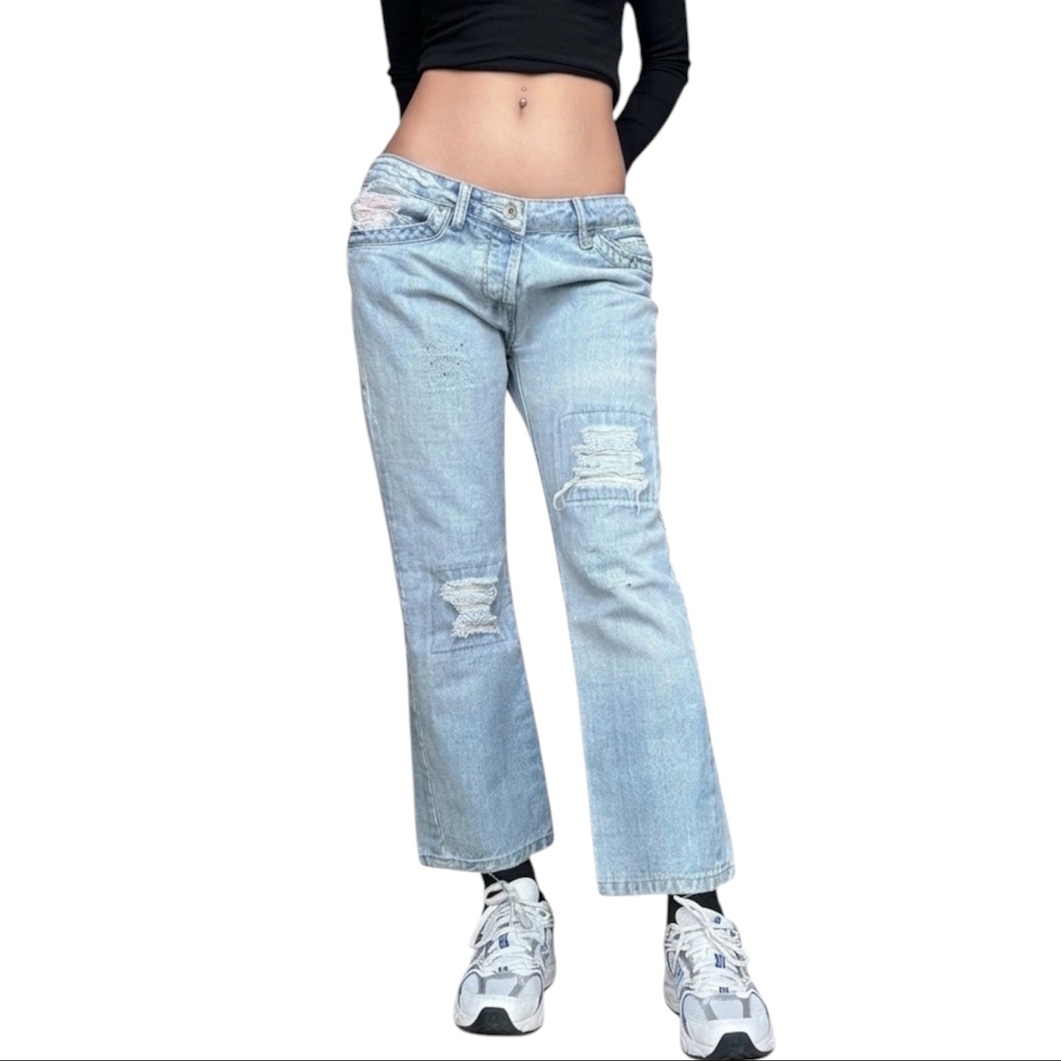 D&G Dolce & Gabbana Vintage – Jeans Low Waste con Logo Metallico
