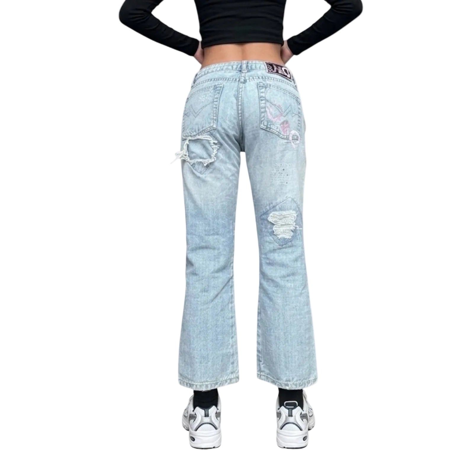 D&G Dolce & Gabbana Vintage – Jeans Low Waste con Logo Metallico