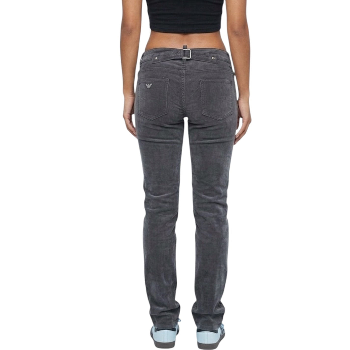 Armani JeansVintage – Pantaloni in Velluto a Coste Grigio Antracite
