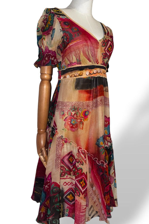 Archival John Galliano Patchwork Silk Dress - Early 2000s