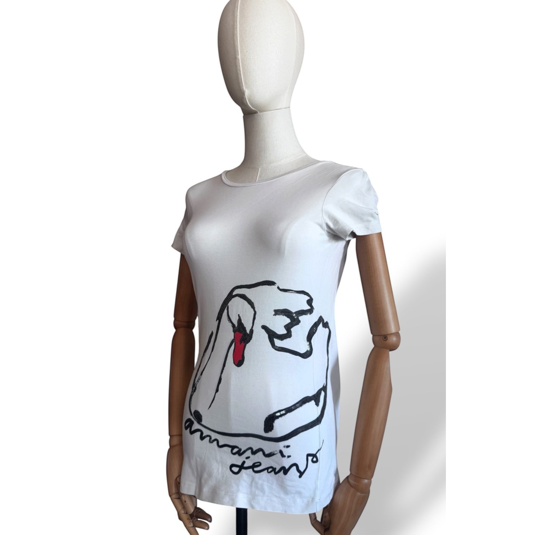 T-shirt Armani Jeans bianca con grafica e paillettes