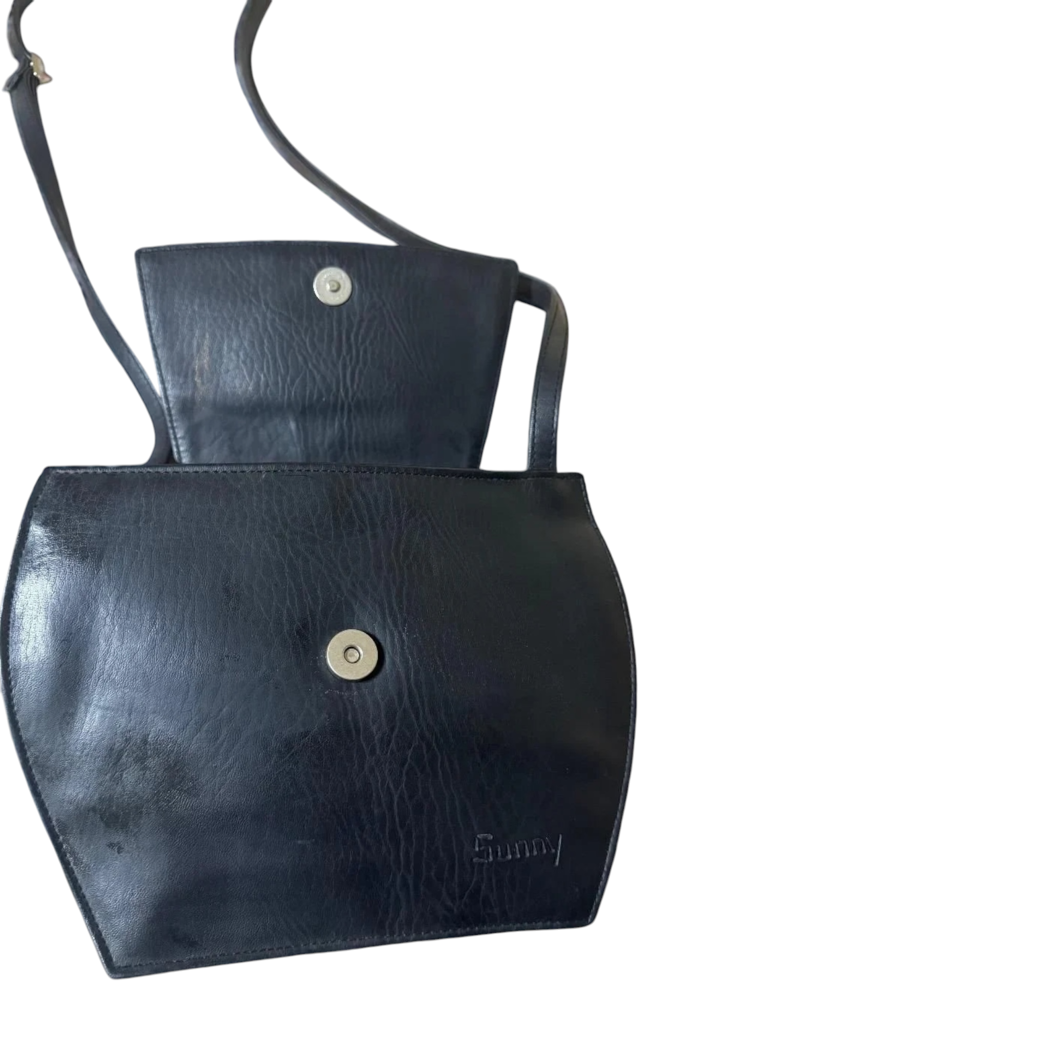 Borsa a spalla vintage in pelle nera